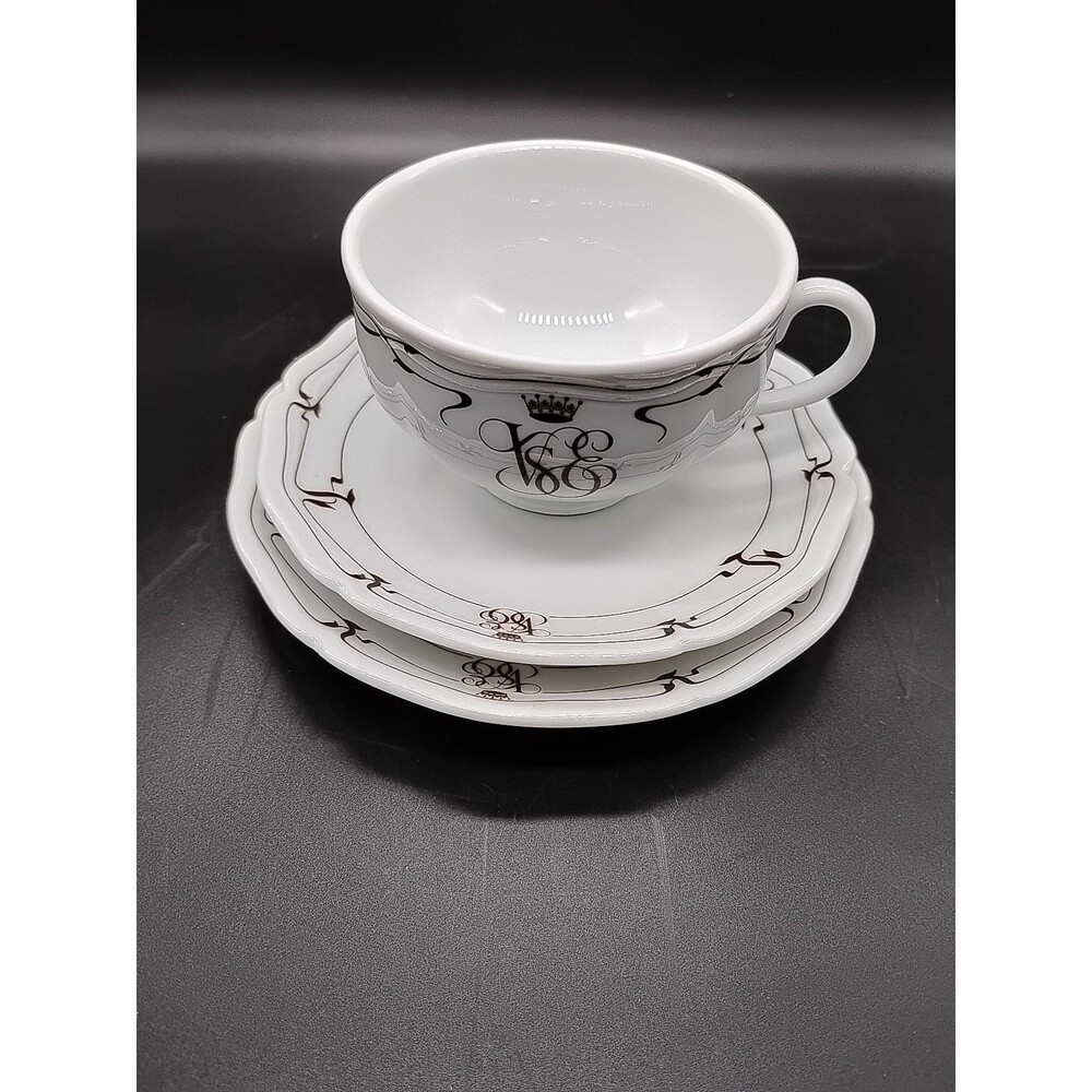 Richard Ginori “Orient Express” Trio Rare Dark Brown Pattern Cup, Saucer, Plate